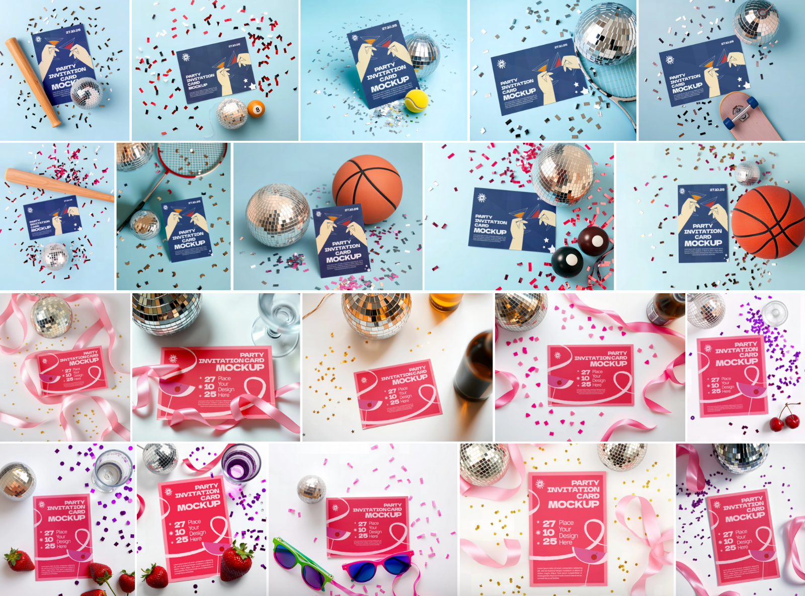 Premium Party Invitation Boy and Girl Mockup Bundle