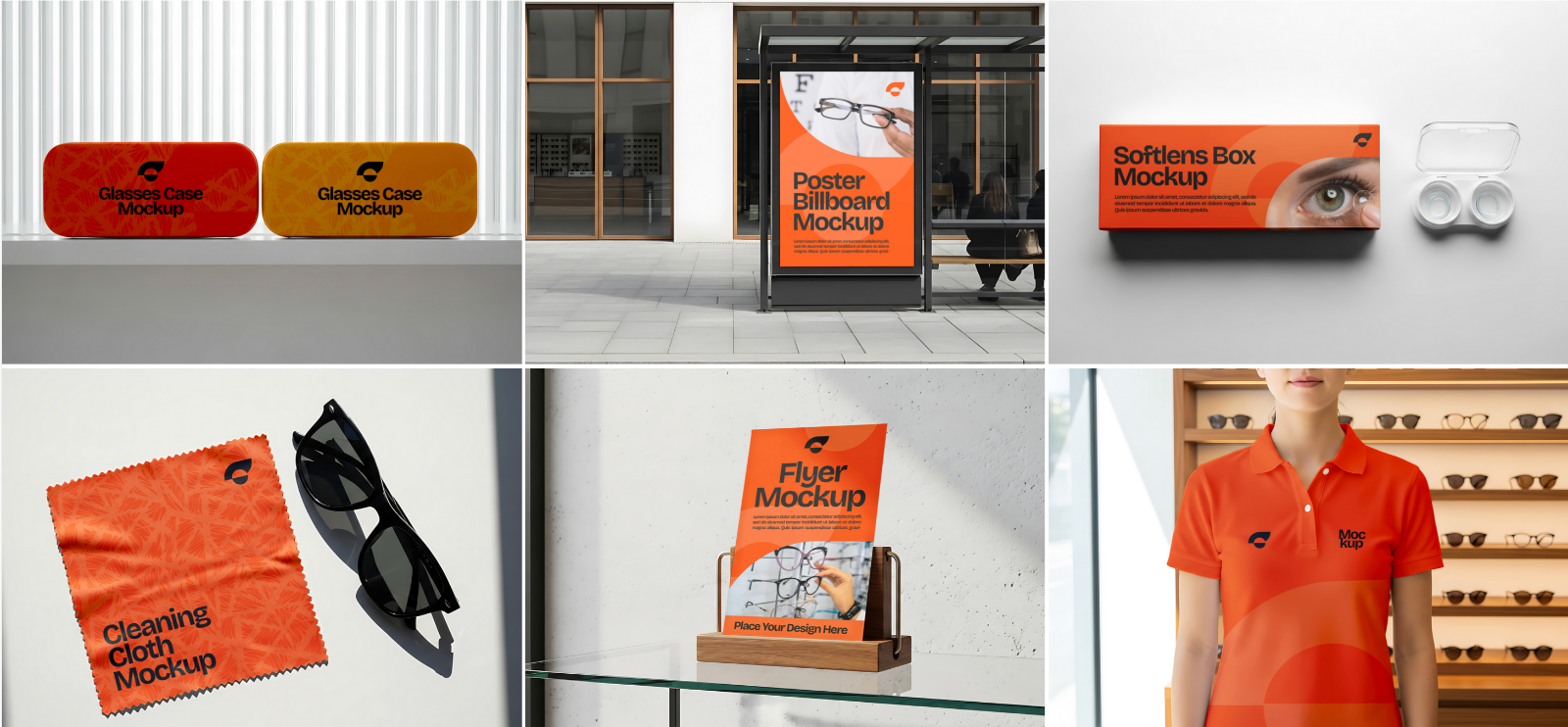 Glasses Shop Mockup Bundle - 15 PSD Templates for Eyewear Branding & Store Display