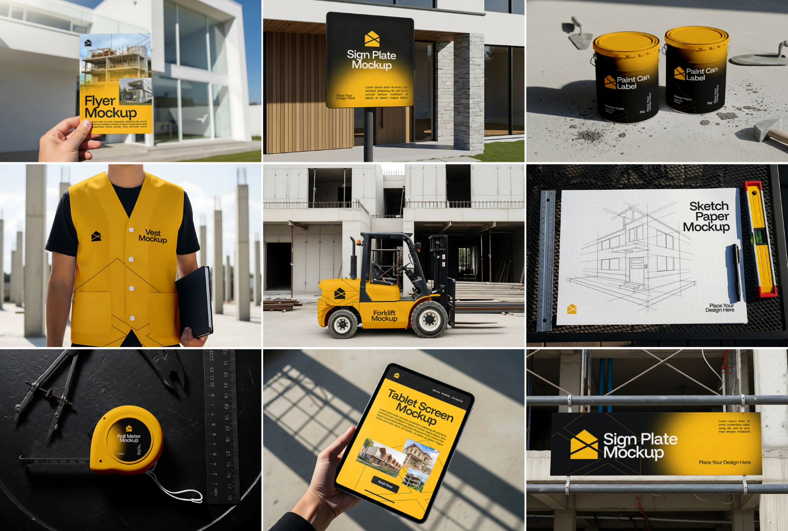 Consulting Architect Mockup Bundle – 15 PSD Templates for Construction & Industrial Branding
