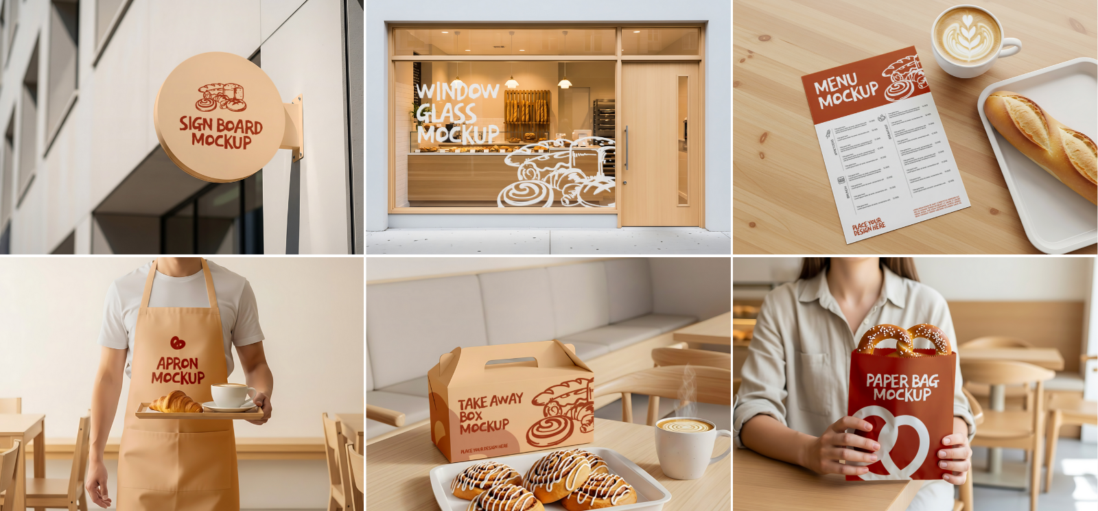 Bakery & Coffee Shop Mockup Bundle – 15 PSD Templates for Café Branding and Packaging Design