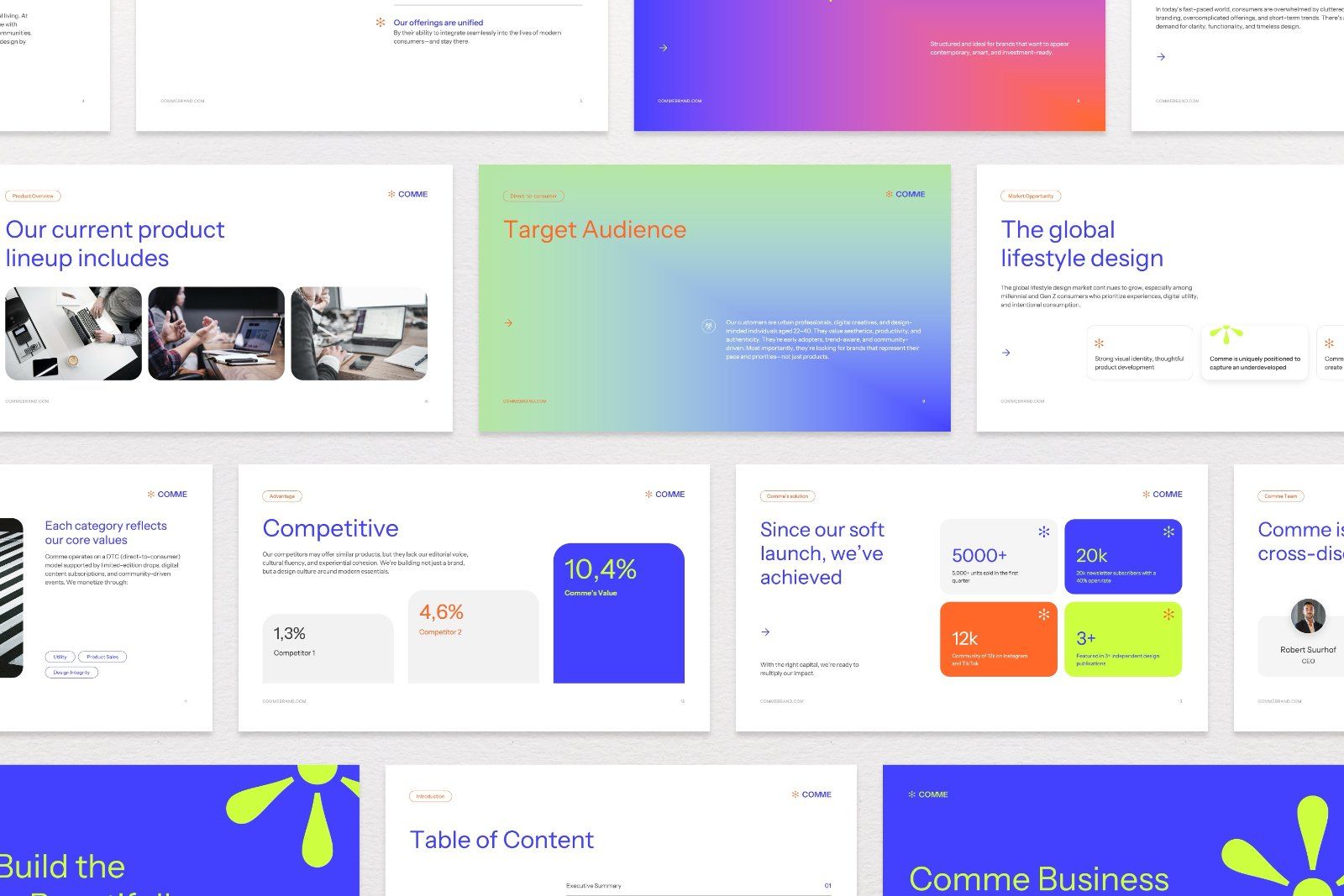 Comme – Modern Business Pitch Deck Presentation