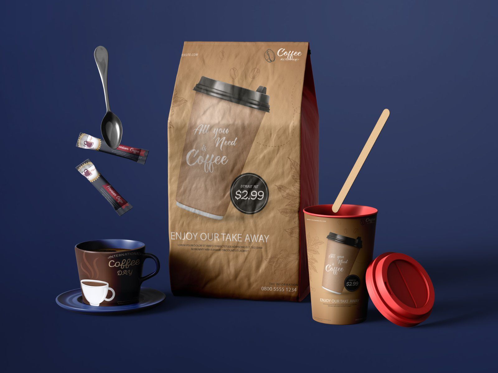 Coffee shop marketing mockup design