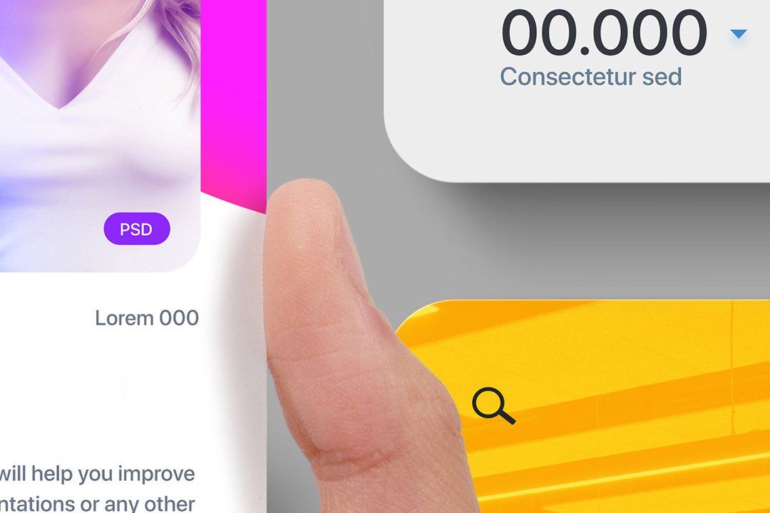 App UI Screen Mockup – Hand Holding (13 Objects)