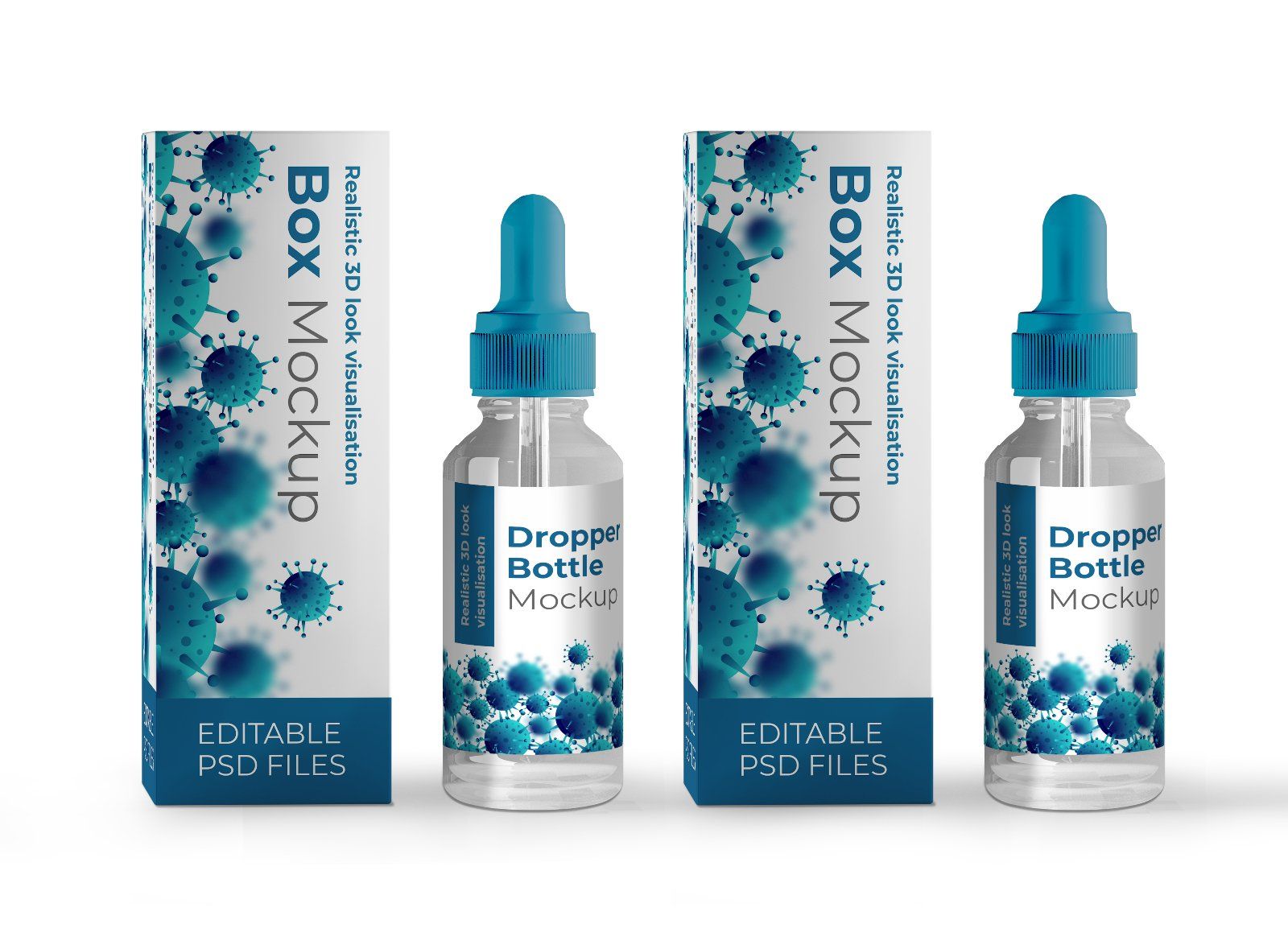 Dropper Bottle with Box Mockup Set