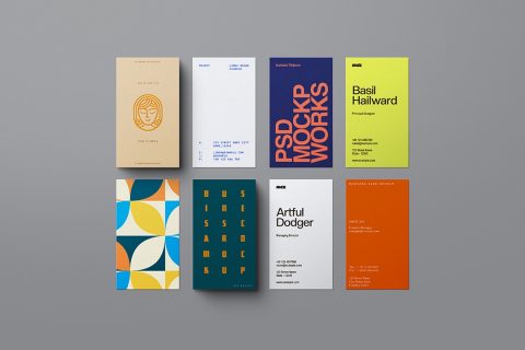 Business Card Mockup Set – Vertical Layout (8 Objects)