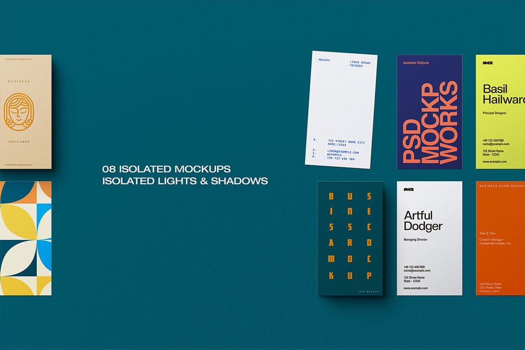 Business Card Mockup Set – Vertical Layout (8 Objects)