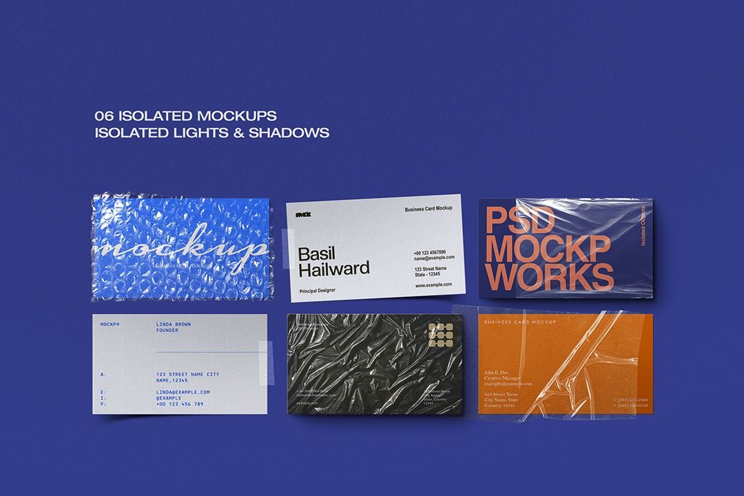 Business Card Mockup Set - Wrapped & Taped (6 Objects)