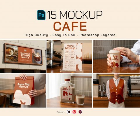 Premium Branding Brown Cafe Mockup
