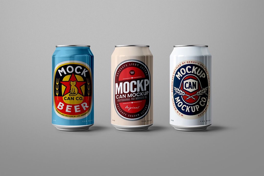 Can Mockup Set - White & Chrome Versions (3 Objects)