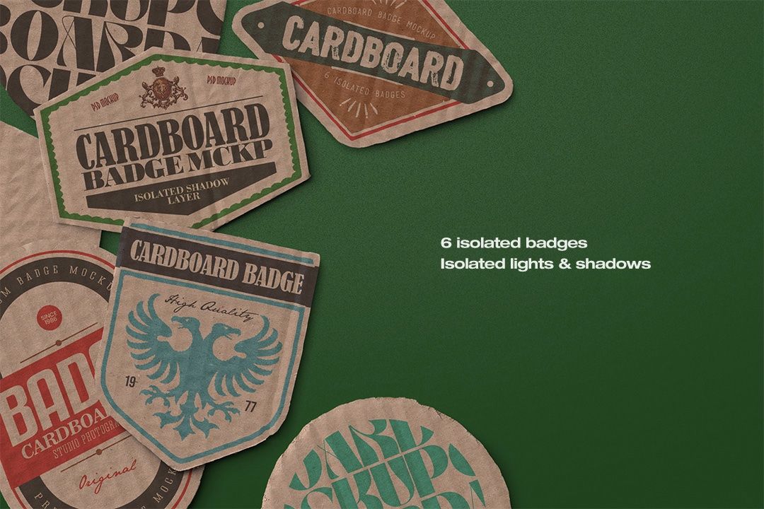 Cardboard Badge Mockup Set (6 Objects)