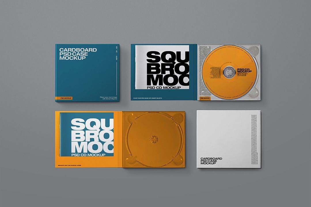 CD Case Mockup - Cardboard Edition & Booklet (5 Objects)
