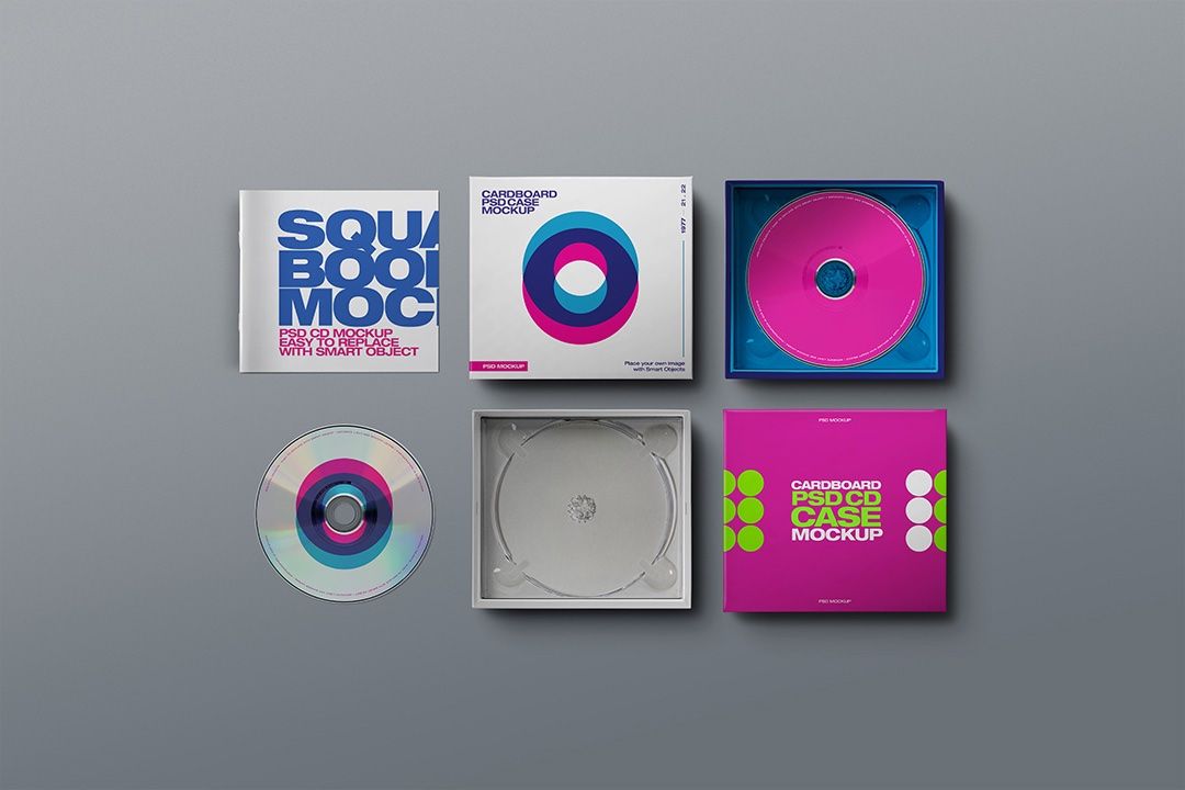 CD Case Mockup - Cardboard Packaging & Booklet (7 Objects)