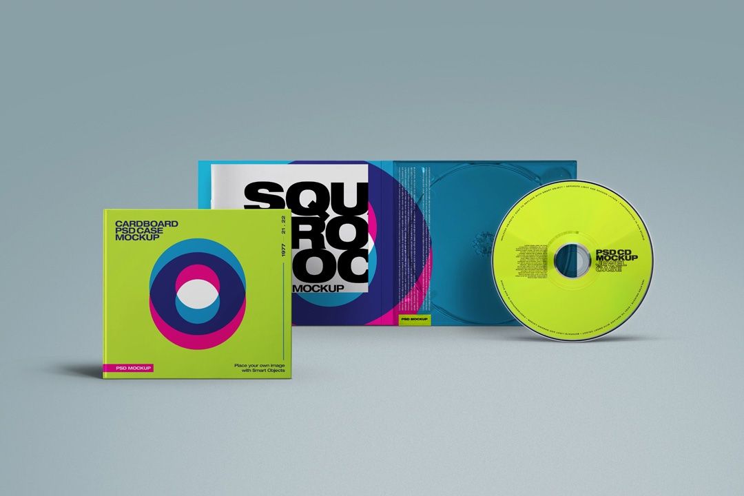 CD Case Mockup - Cardboard Packaging & Disc Set (5 Objects)
