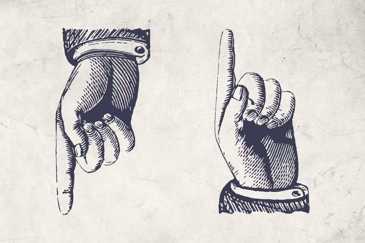 Vintage Typography Hands