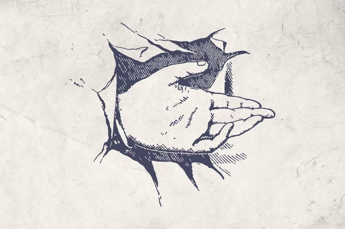 Vintage Typography Hands