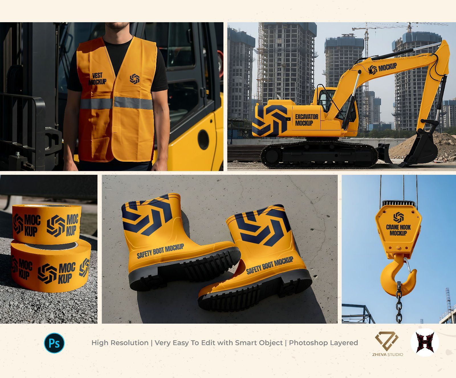 Premium Yellow Construction Site Mockup