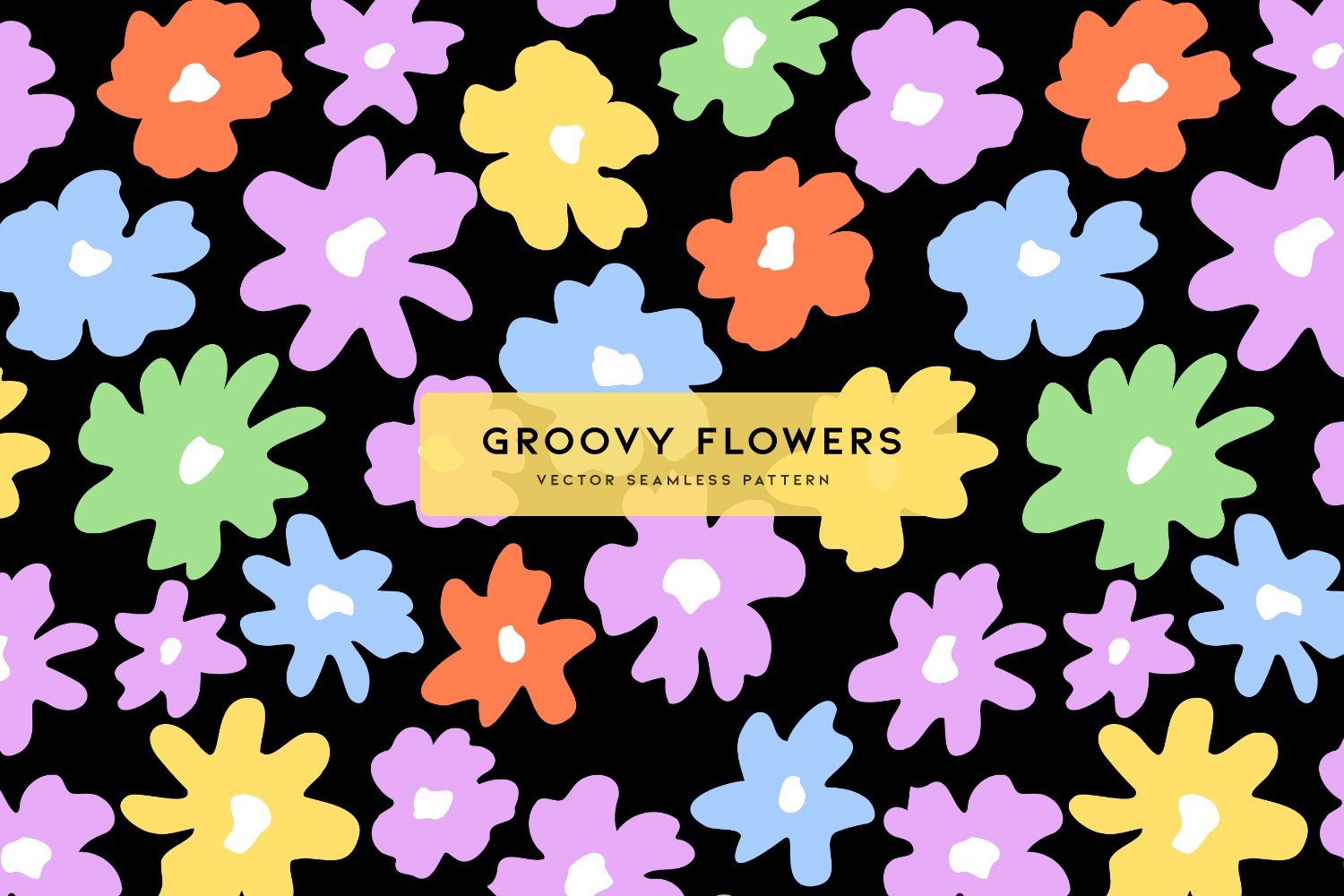 Groovy Flowers Seamless Pattern
