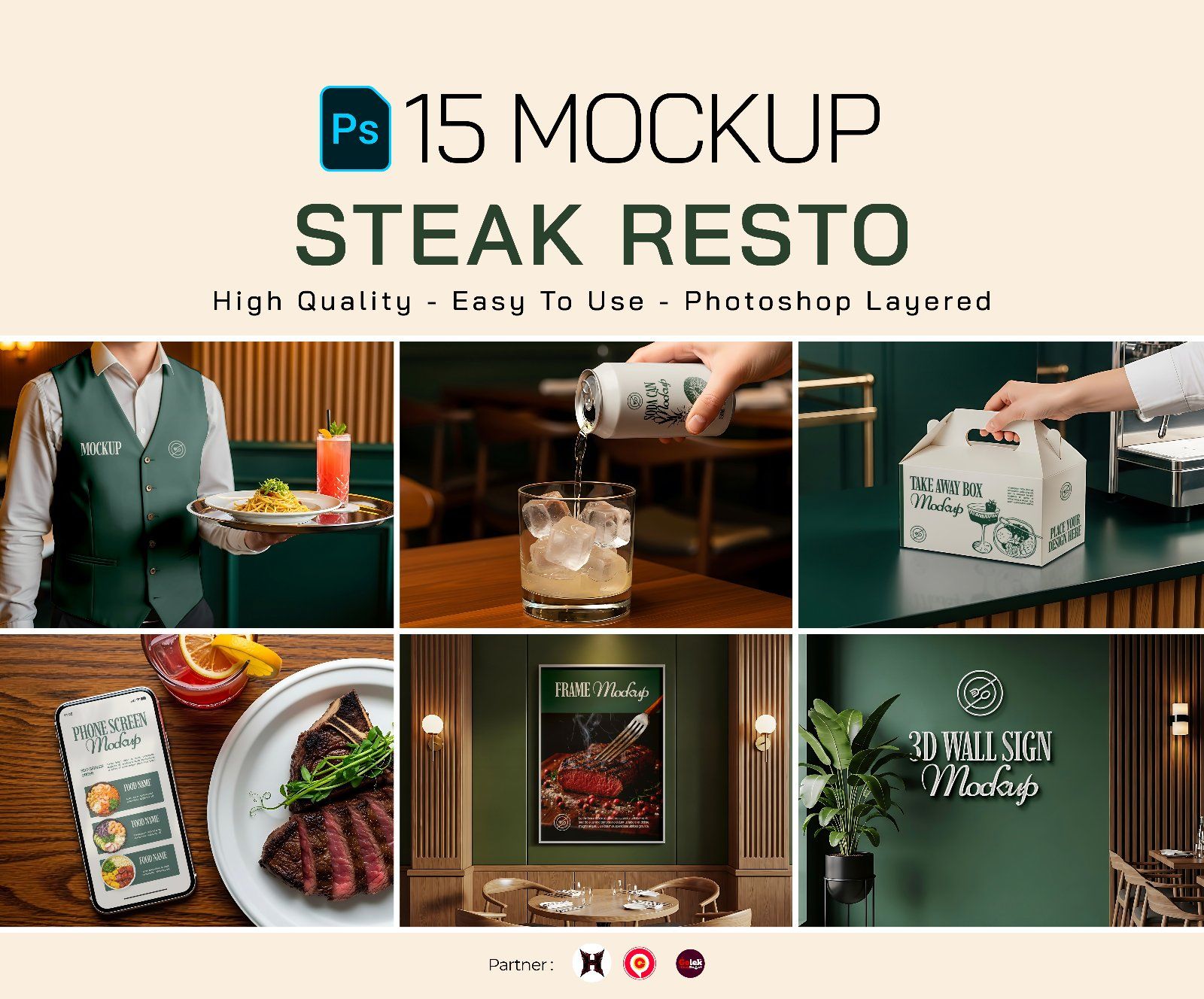 Premium Branding Steak Resto Mockup