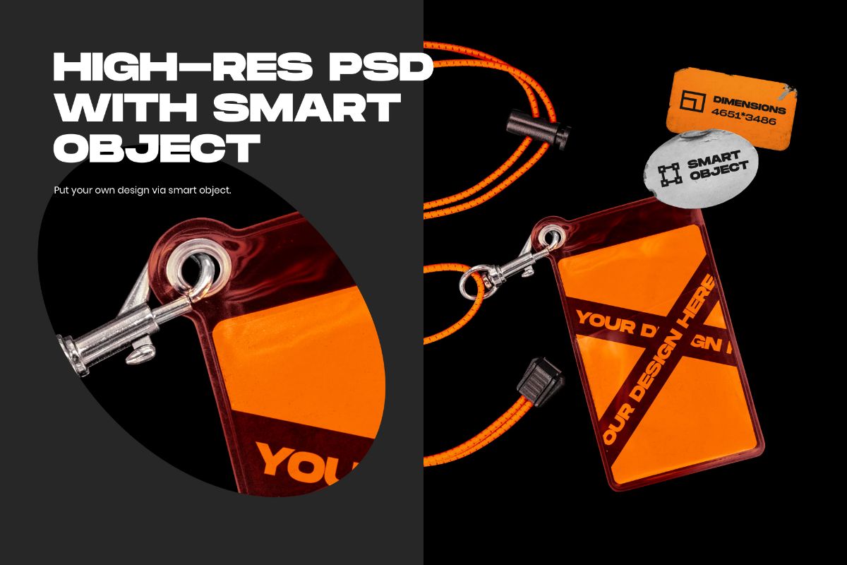 plastic ID Card & Lanyard Mockup