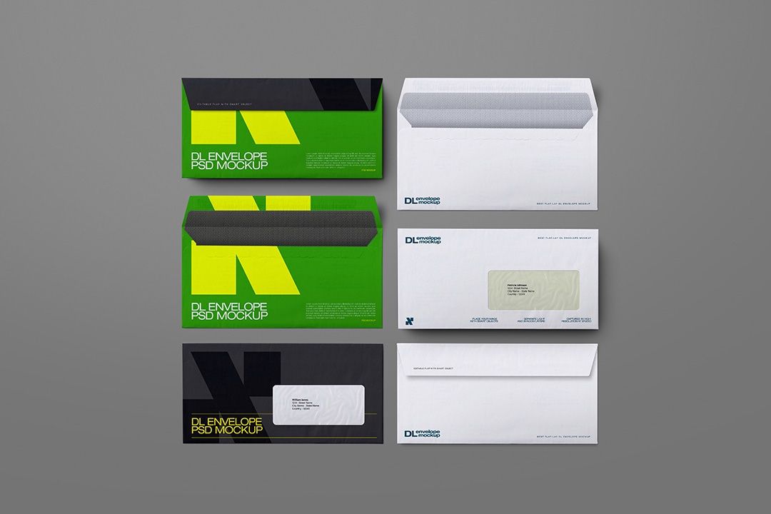 DL Envelope Mockup – Window Set (6 Objects)