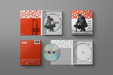 DVD Case Mockup – Digipack Flat Lay (6 Objects)