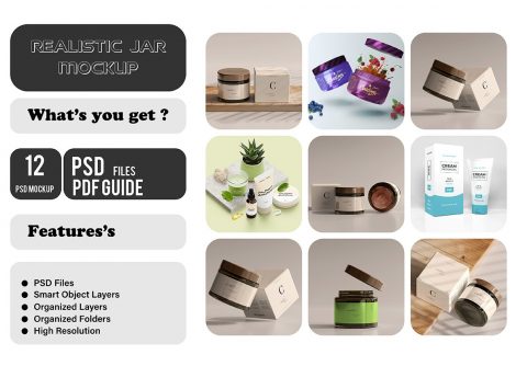 Cosmetics frosted jarpsd mockup