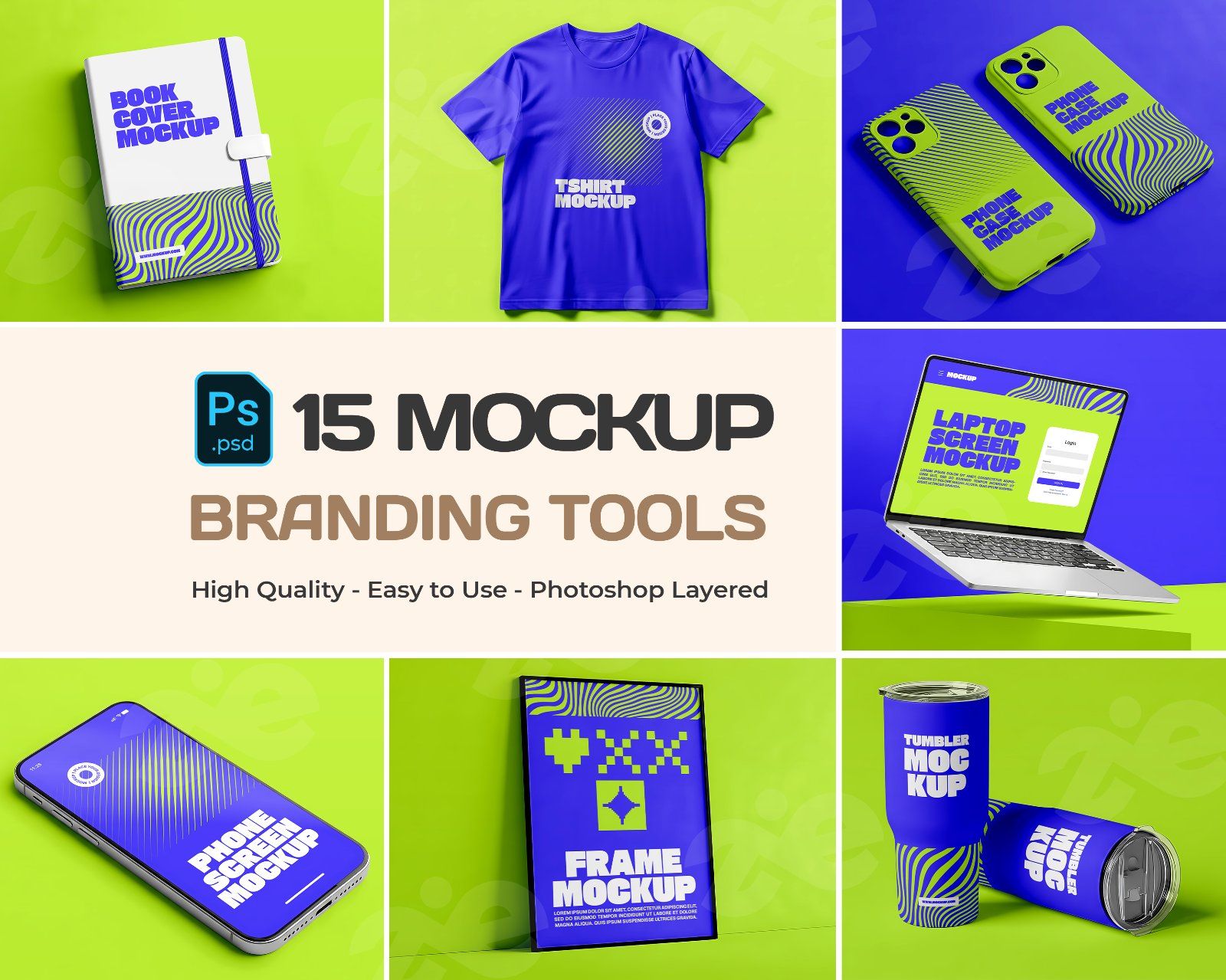 Branding Tools Mockup Bundle – 15 PSD Templates for Merchandise, Apparel & Device Design