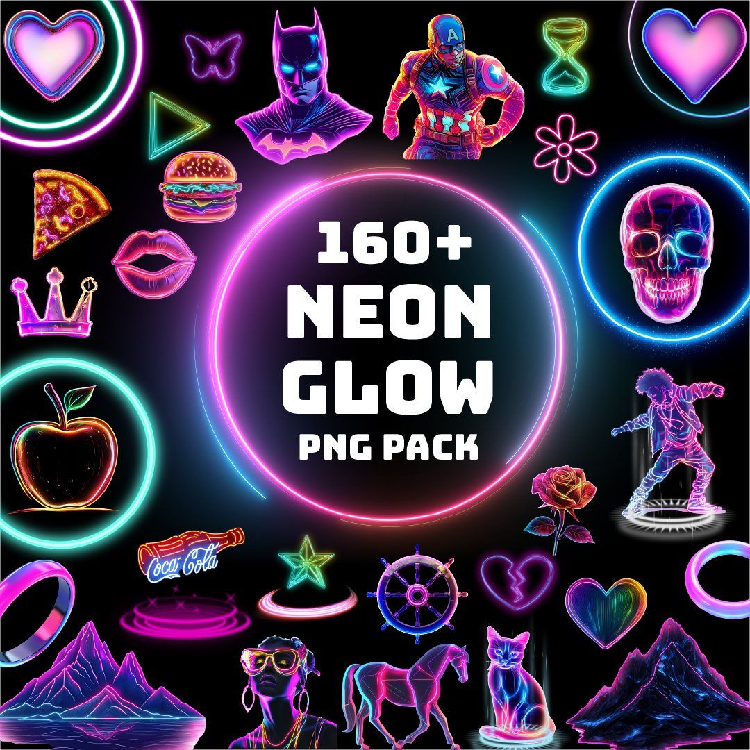 160 Neon PNG Pack, Glow Png Pack, Neon PNG, Neon Effects, Glow Effects, Neon Circle, Teleport png,