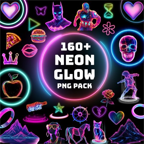 160 Neon PNG Pack, Glow Png Pack, Neon PNG, Neon Effects, Glow Effects, Neon Circle, Teleport png,