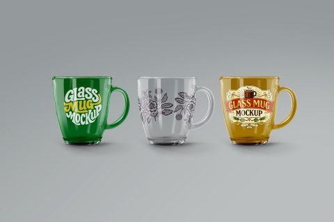Glass Mug Mockup Set (3 Objects)