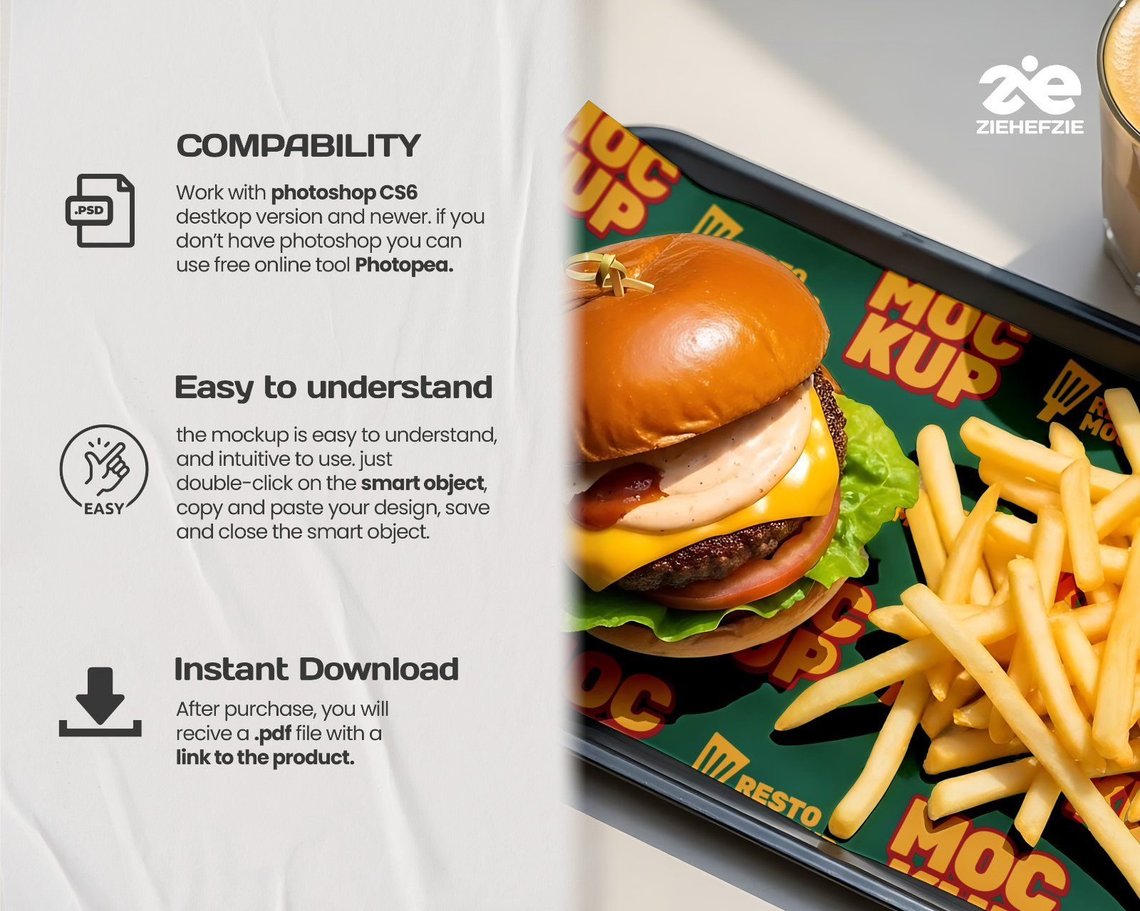 Restaurant Branding Mockup Bundle – 15 Premium PSD Mockups | Menu, Packaging, Cup & Uniform Mockups