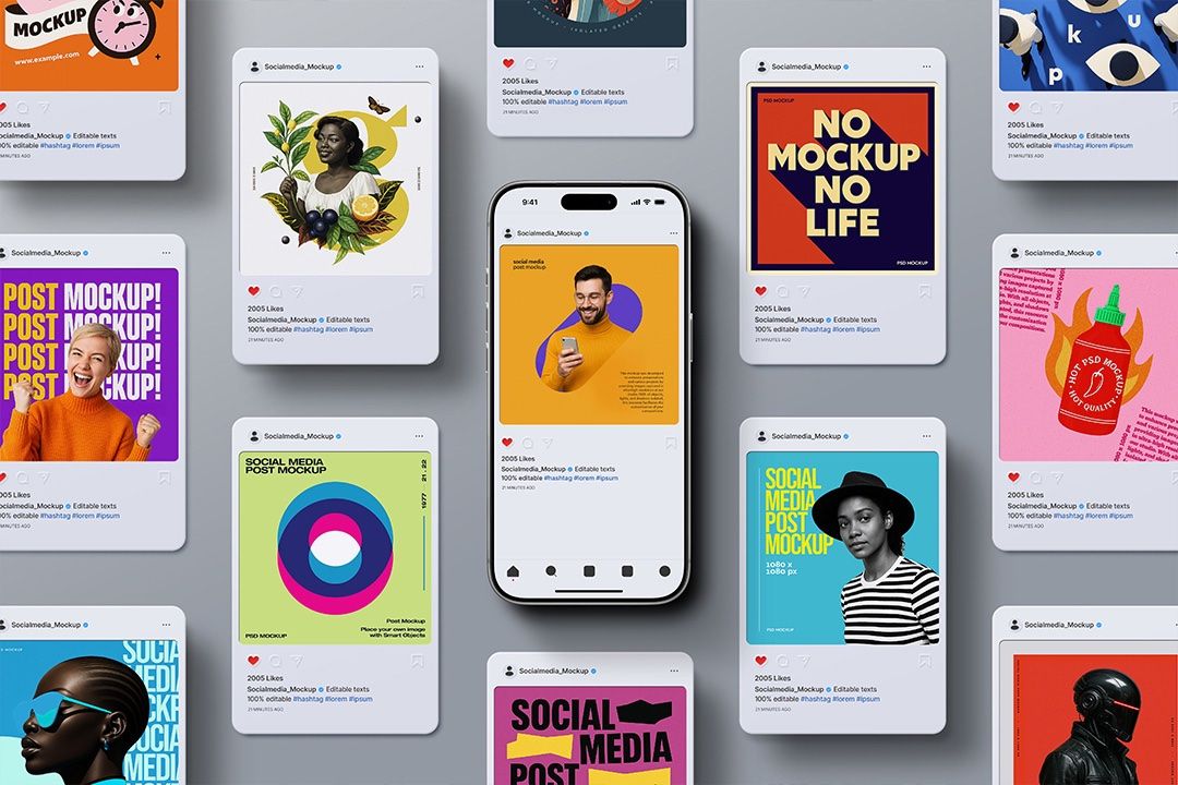 Instagram Post Mockup Set + iPhone 17 (13 Objects)