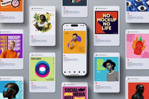 Instagram Post Mockup Set + iPhone 17 (13 Objects)