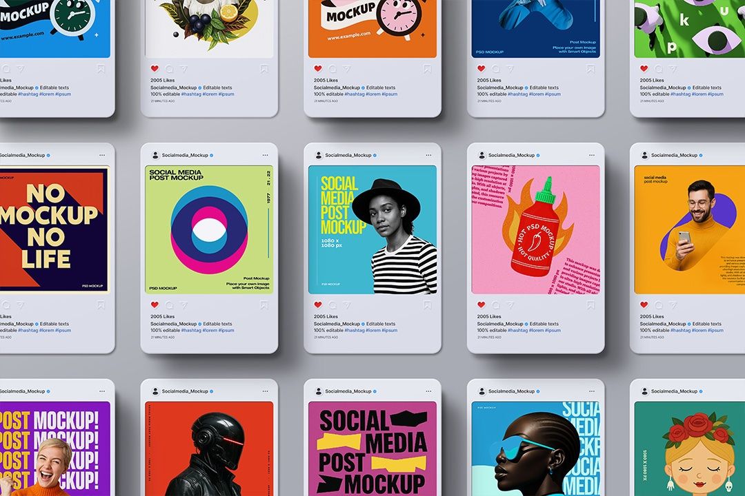 Instagram Post Mockup Set - Social Media (15 Objects)