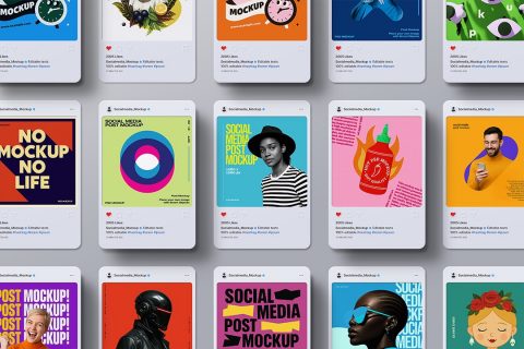 Instagram Post Mockup Set - Social Media (15 Objects)