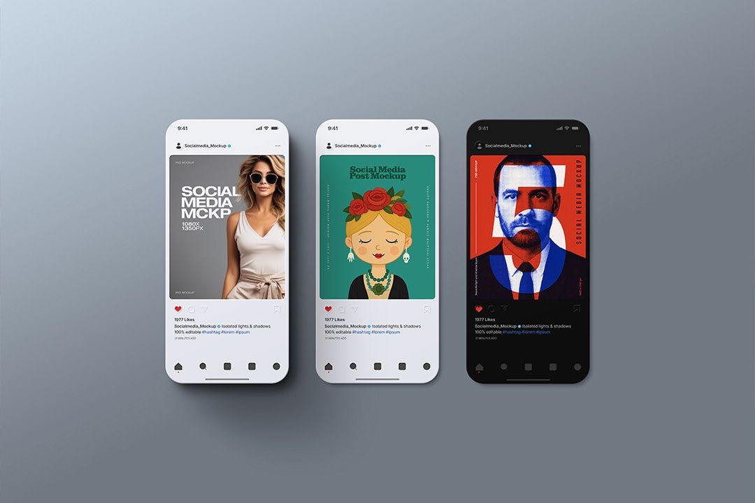 Instagram Post Mockup – Social Media App Screens (3 Objects)
