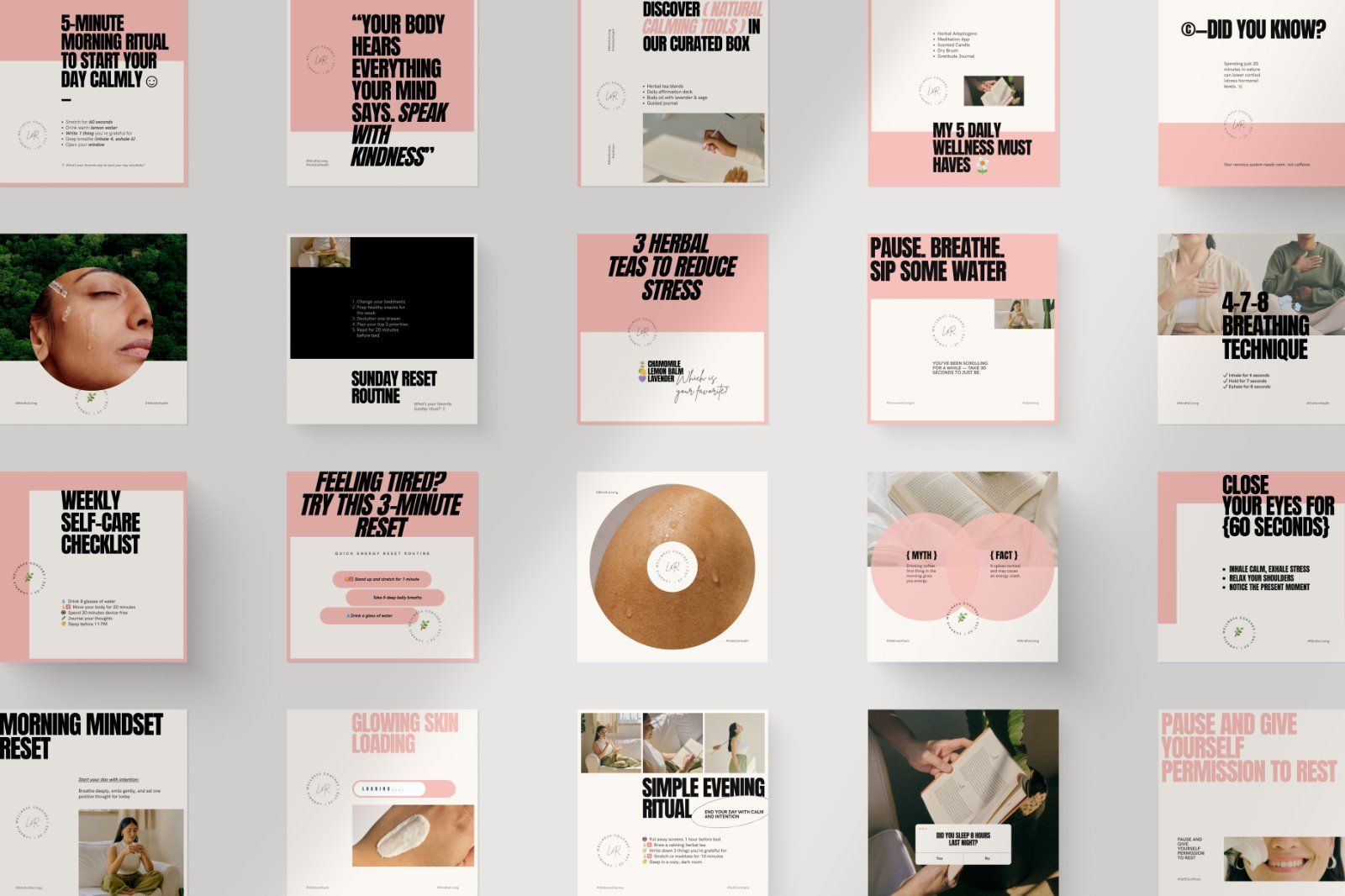 Bold Wellness Social Media Pack – Canva