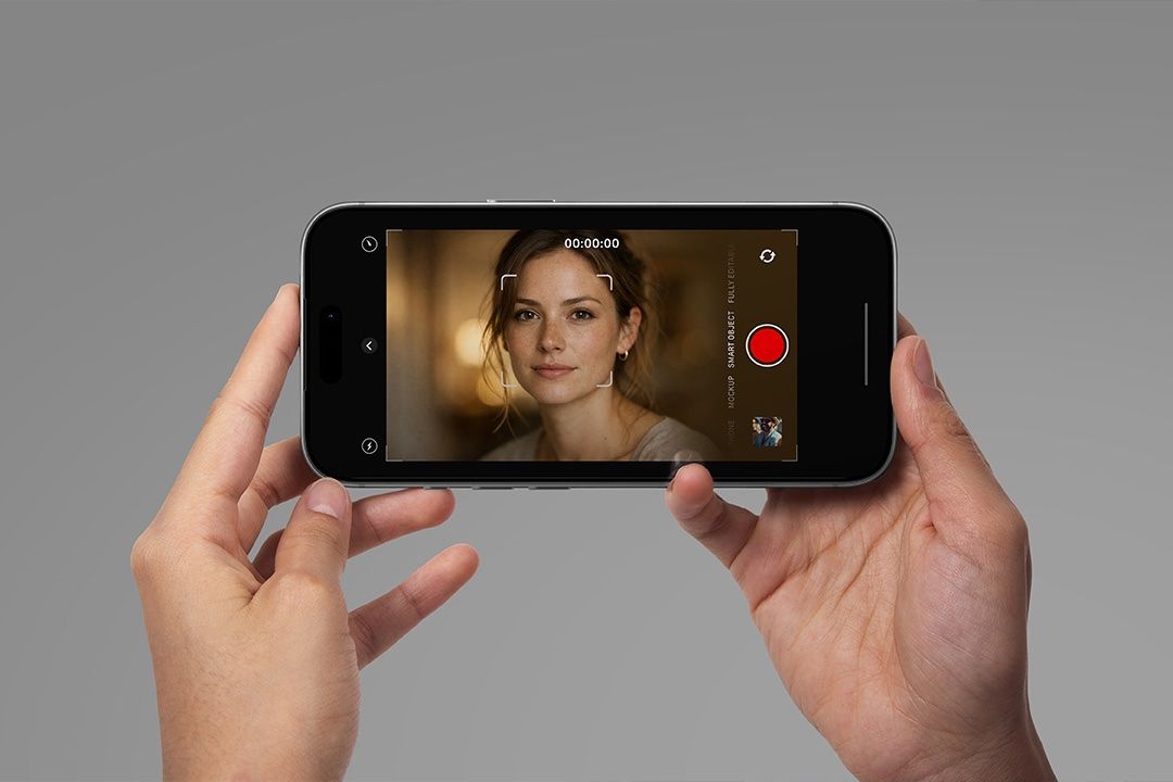 iPhone Mockup - Hands Holding Horizontal Phone