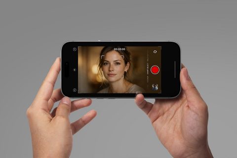 iPhone Mockup - Hands Holding Horizontal Phone