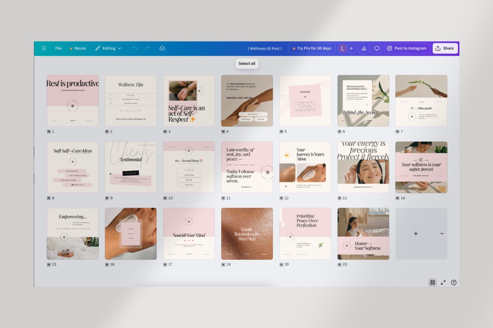 Wellness Instagram Template - Canva