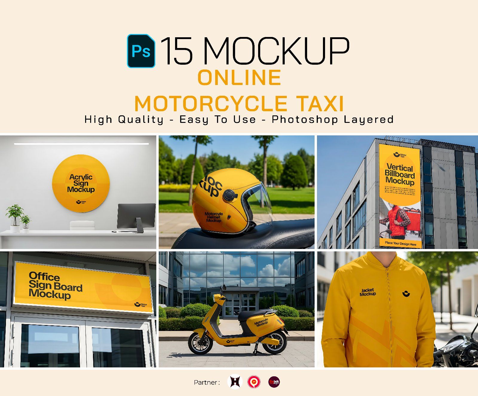 Premium Motorcycle Taxi Online Mockup