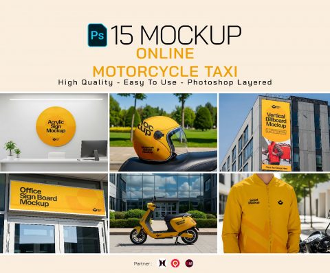 Premium Motorcycle Taxi Online Mockup