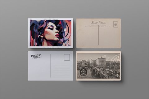 Postcard Mockup Set - 4 Isolated Cards
