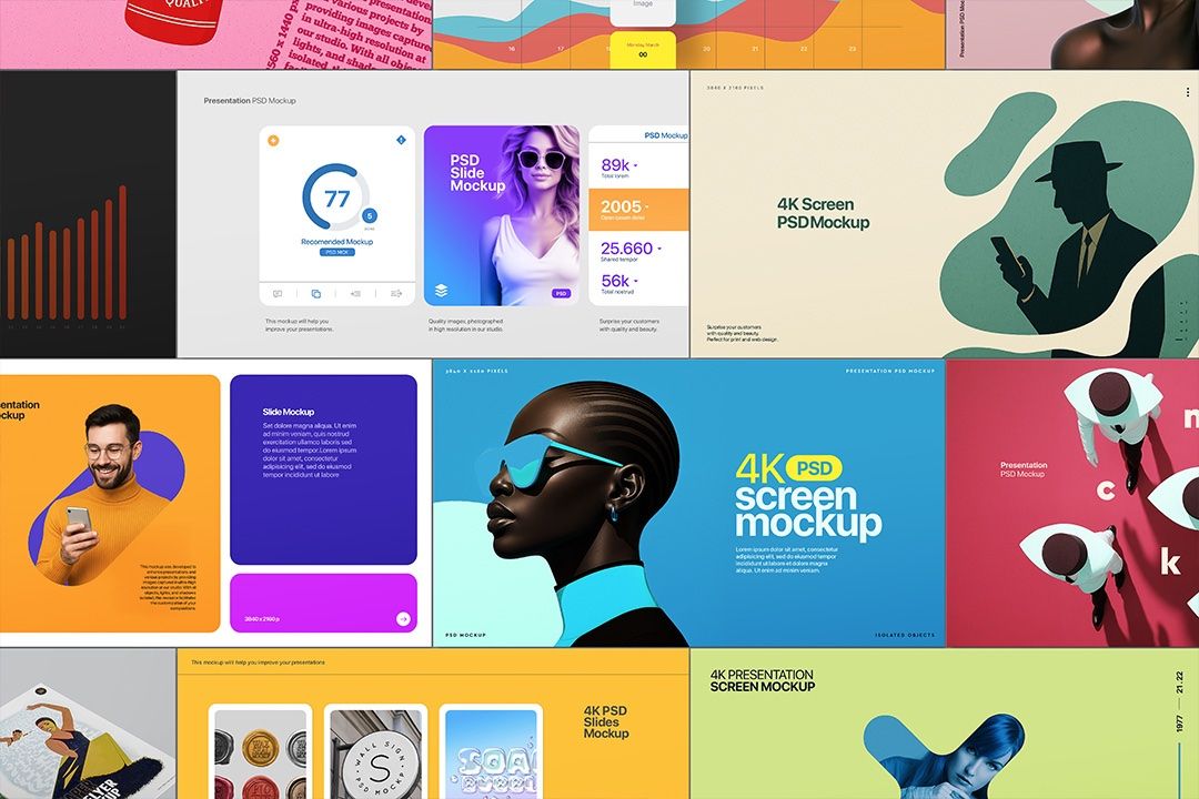 Presentation Slide Mockup - 4K Set (12 Isolated Screens)