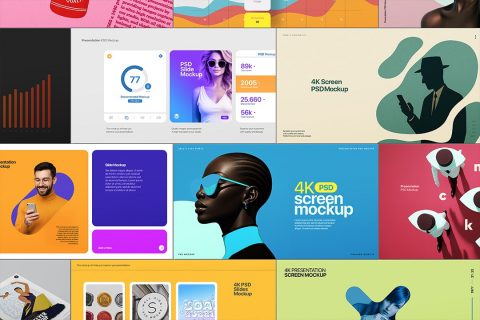 Presentation Slide Mockup - 4K Set (12 Isolated Screens)