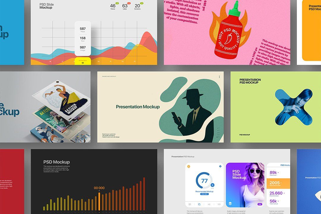 Presentation Slide Mockup – Screen Set (11 Objects)