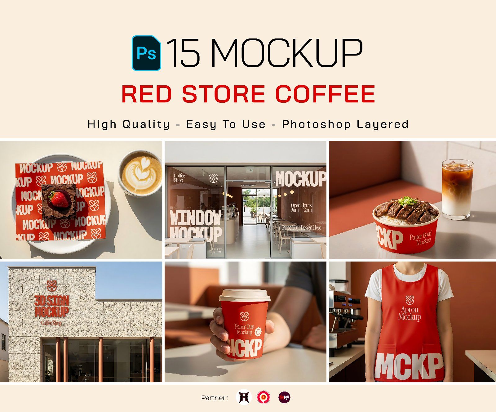 Premium Branding Red Store Coffee Mockup
