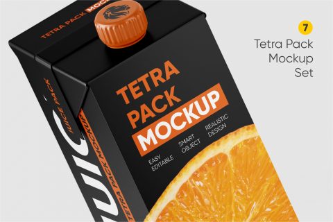 Tetra Pack Juice & Milk Box Mockup Set