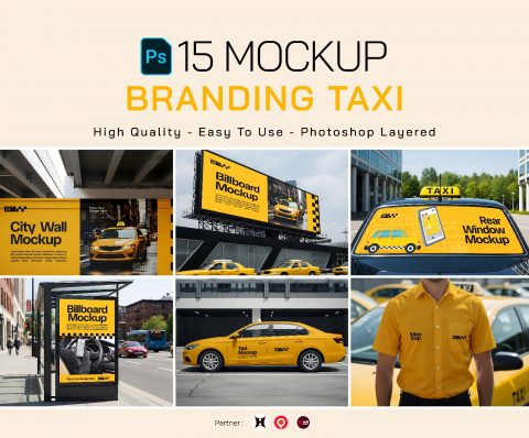 Premium Branding Yellow Taxi Mockup