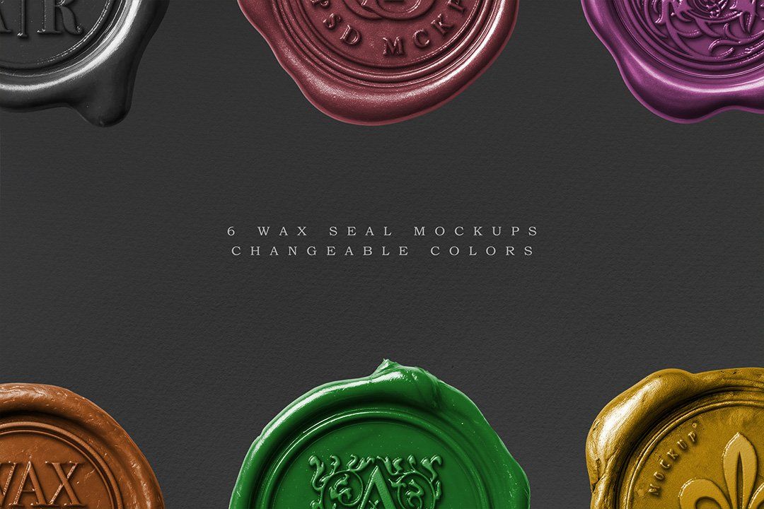 Wax Seal Mockup Set – 6 Isolated Stamps